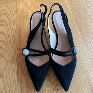 Stuart Weitzman Black Pointed Toe Heels